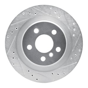 BMW 228I xDrive Gran Coupe Brake Rotor (1) - Rear Right - R1 Concepts - Drilled & Slotted - Silver - `16-`26 BMW 228I xDrive Gran Coupe Brake Rotor (1) - Rear Right - R1 Concepts - Drilled & Slotted - Silver - `16-`26